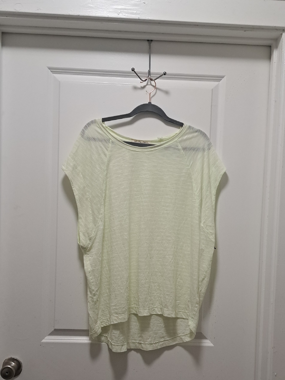 Free People Pale Lemon Slub Knit Short Sleeve Tee